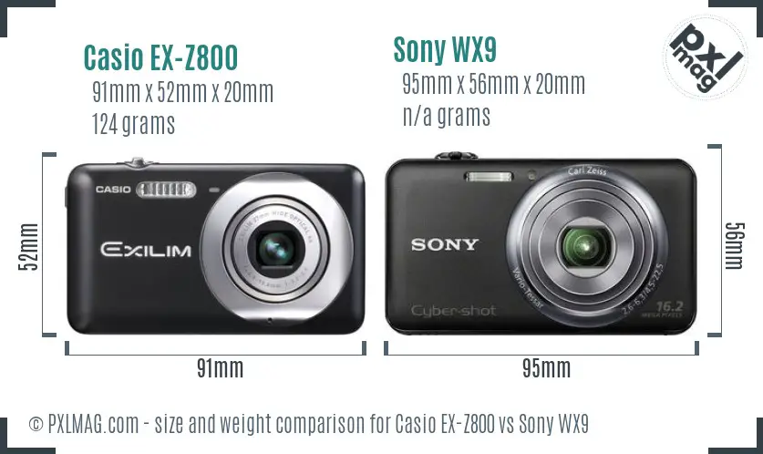 Casio EX-Z800 vs Sony WX9 size comparison