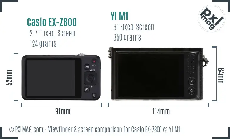 Casio EX-Z800 vs YI M1 Screen and Viewfinder comparison