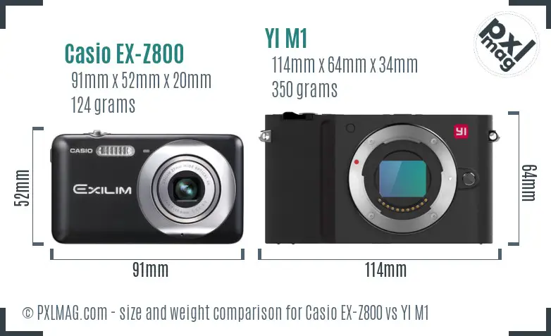 Casio EX-Z800 vs YI M1 size comparison