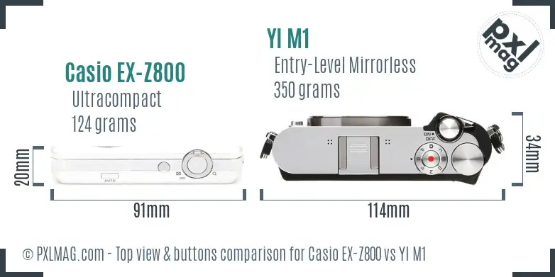 Casio EX-Z800 vs YI M1 top view buttons comparison