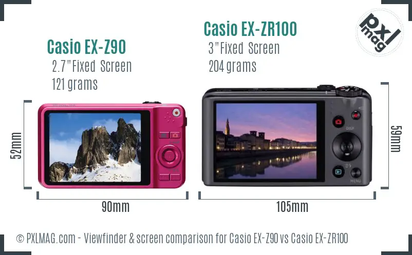 Casio EX-Z90 vs Casio EX-ZR100 Screen and Viewfinder comparison