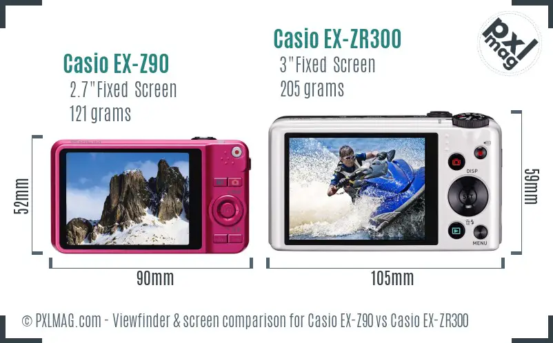 Casio EX-Z90 vs Casio EX-ZR300 Screen and Viewfinder comparison