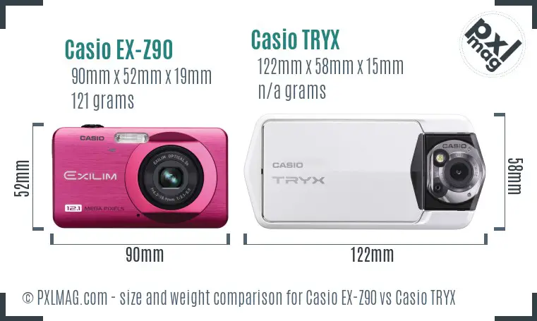 Casio EX-Z90 vs Casio TRYX size comparison Casio EX-Z90 vs Casio TRYX size comparison