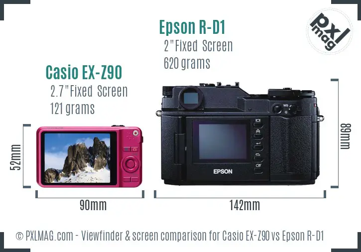 Casio EX-Z90 vs Epson R-D1 Screen and Viewfinder comparison Casio EX-Z90 vs Epson R-D1 Screen and Viewfinder comparison