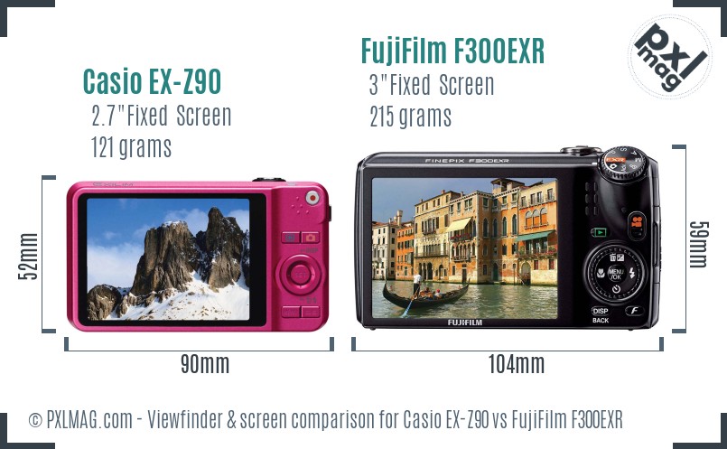 Casio EX-Z90 vs FujiFilm F300EXR Screen and Viewfinder comparison