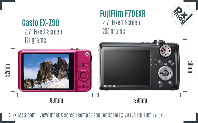 Casio EX-Z90 vs FujiFilm F70EXR Screen and Viewfinder comparison