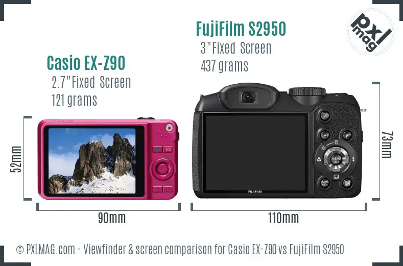 Casio EX-Z90 vs FujiFilm S2950 Screen and Viewfinder comparison Casio EX-Z90 vs FujiFilm S2950 Screen and Viewfinder comparison