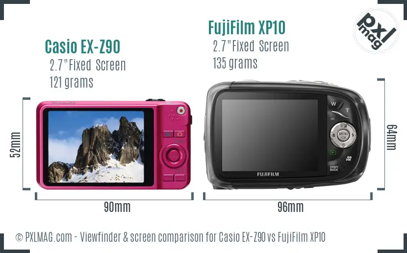 Casio EX-Z90 vs FujiFilm XP10 Screen and Viewfinder comparison