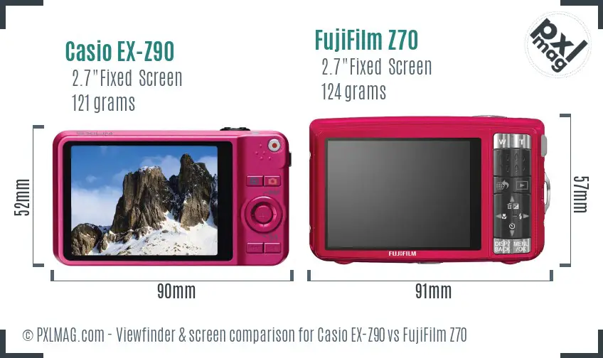 Casio EX-Z90 vs FujiFilm Z70 Screen and Viewfinder comparison