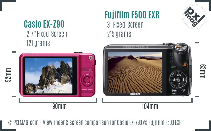 Casio EX-Z90 vs Fujifilm F500 EXR Screen and Viewfinder comparison Casio EX-Z90 vs Fujifilm F500 EXR Screen and Viewfinder comparison
