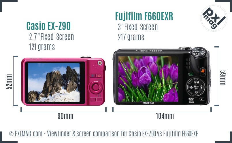 Casio EX-Z90 vs Fujifilm F660EXR Screen and Viewfinder comparison