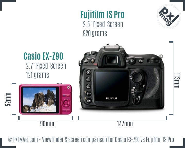 Casio EX-Z90 vs Fujifilm IS Pro Screen and Viewfinder comparison