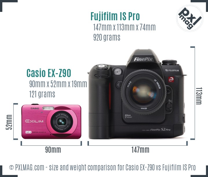 Casio EX-Z90 vs Fujifilm IS Pro size comparison