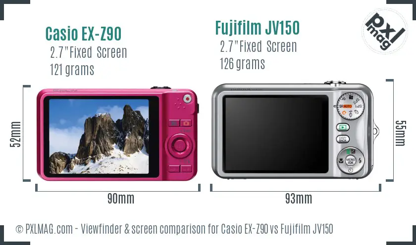 Casio EX-Z90 vs Fujifilm JV150 Screen and Viewfinder comparison Casio EX-Z90 vs Fujifilm JV150 Screen and Viewfinder comparison