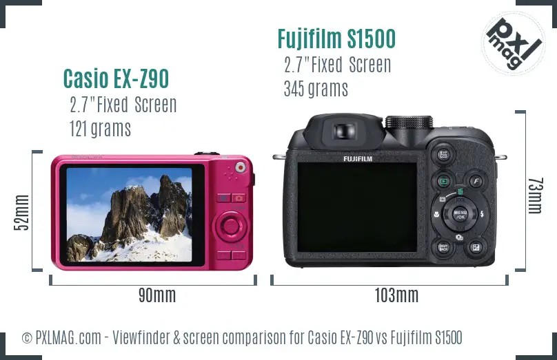 Casio EX-Z90 vs Fujifilm S1500 Screen and Viewfinder comparison Casio EX-Z90 vs Fujifilm S1500 Screen and Viewfinder comparison