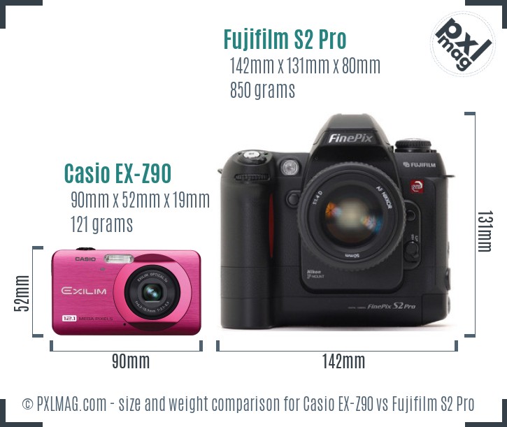 Casio EX-Z90 vs Fujifilm S2 Pro size comparison