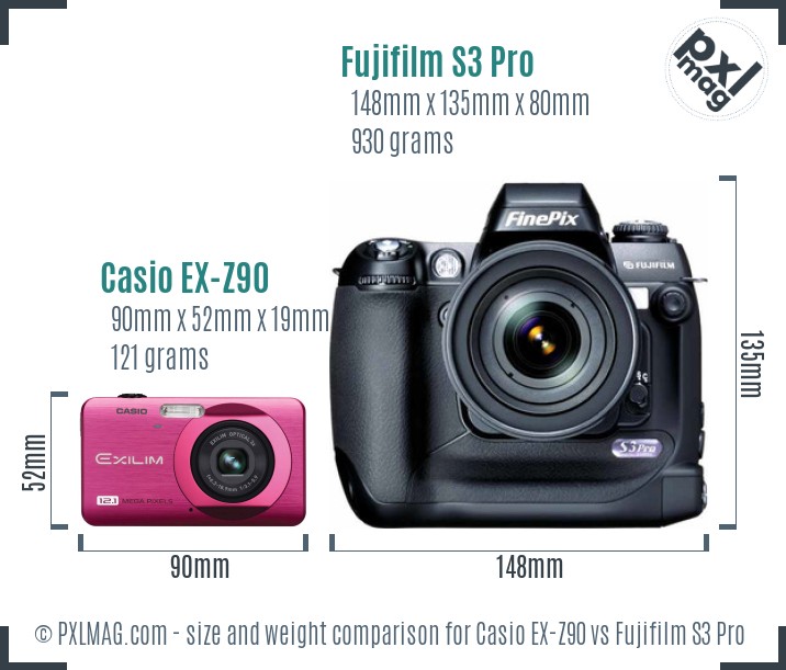 Casio EX-Z90 vs Fujifilm S3 Pro size comparison Casio EX-Z90 vs Fujifilm S3 Pro size comparison