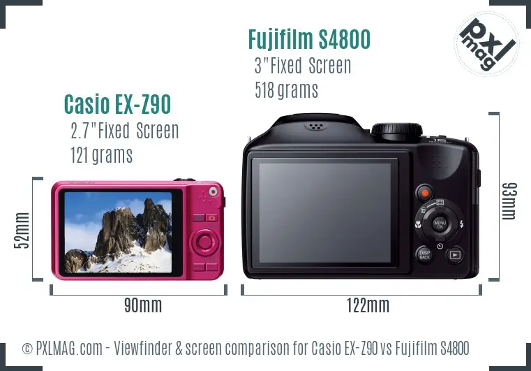 Casio EX-Z90 vs Fujifilm S4800 Screen and Viewfinder comparison