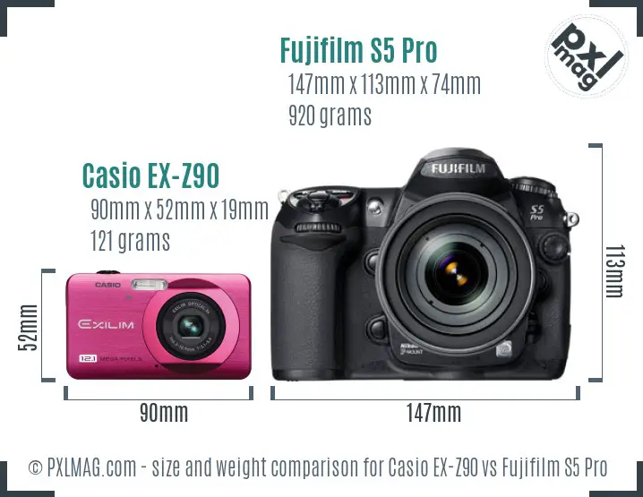Casio EX-Z90 and Fujifilm S5 Pro size comparison