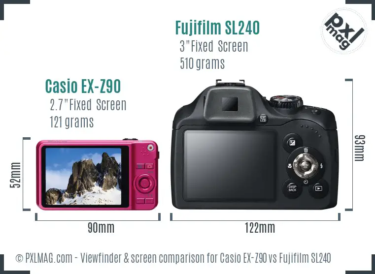 Casio EX-Z90 vs Fujifilm SL240 Screen and Viewfinder comparison Casio EX-Z90 vs Fujifilm SL240 Screen and Viewfinder comparison