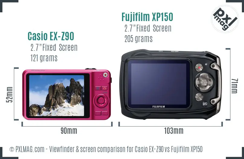 Casio EX-Z90 vs Fujifilm XP150 Screen and Viewfinder comparison