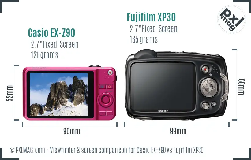 Casio EX-Z90 vs Fujifilm XP30 Screen and Viewfinder comparison Casio EX-Z90 vs Fujifilm XP30 Screen and Viewfinder comparison
