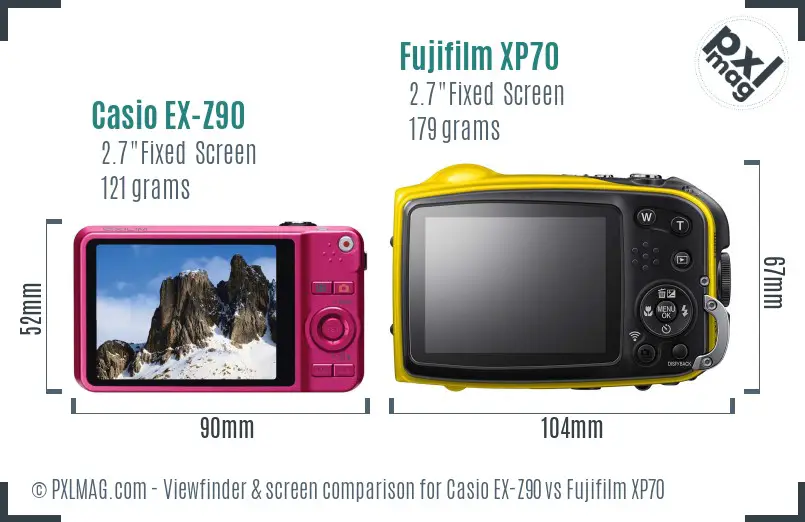 Casio EX-Z90 vs Fujifilm XP70 Screen and Viewfinder comparison