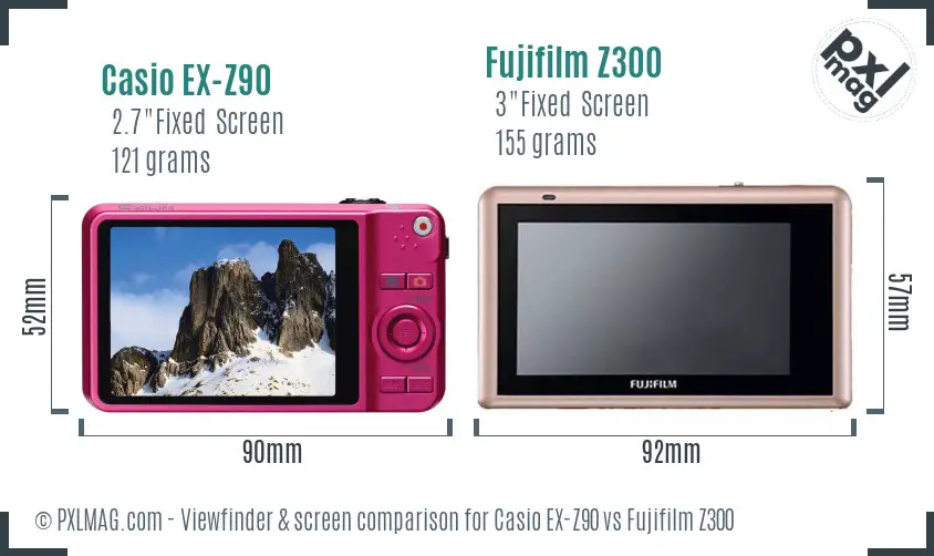 Casio EX-Z90 vs Fujifilm Z300 Screen and Viewfinder comparison