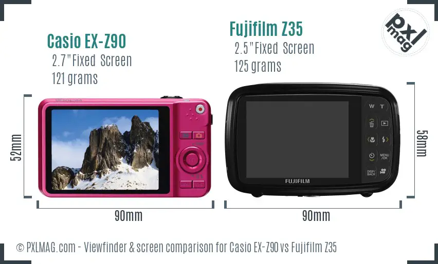 Casio EX-Z90 vs Fujifilm Z35 Screen and Viewfinder comparison