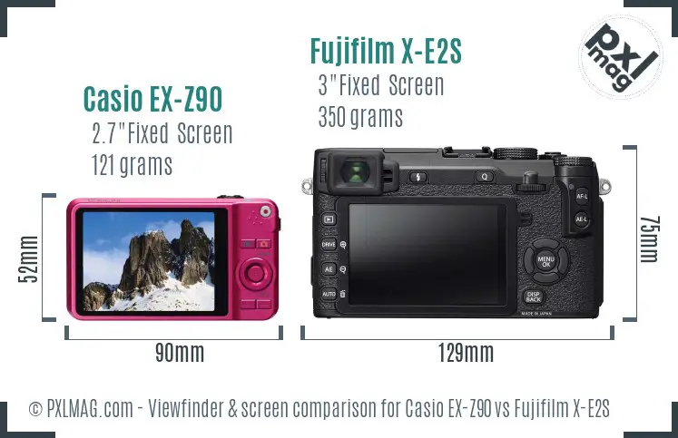 Casio EX-Z90 vs Fujifilm X-E2S Screen and Viewfinder comparison