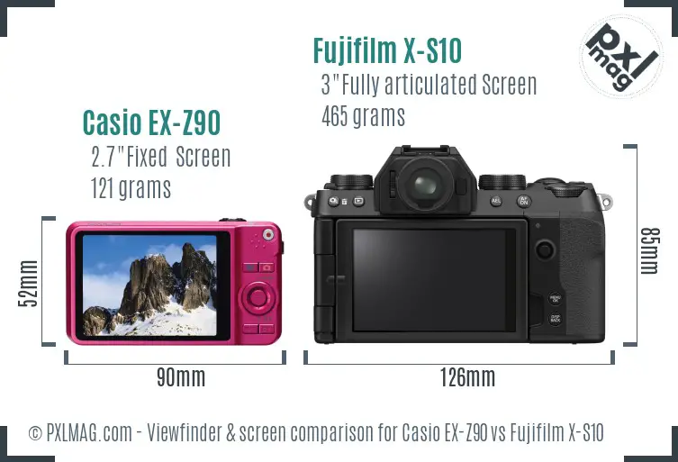Casio EX-Z90 vs Fujifilm X-S10 Screen and Viewfinder comparison Casio EX-Z90 vs Fujifilm X-S10 Screen and Viewfinder comparison