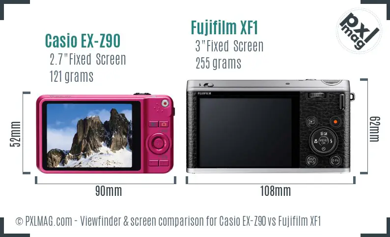 Casio EX-Z90 vs Fujifilm XF1 Screen and Viewfinder comparison