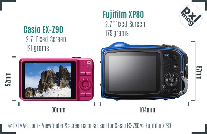 Casio EX-Z90 vs Fujifilm XP80 Screen and Viewfinder comparison Casio EX-Z90 vs Fujifilm XP80 Screen and Viewfinder comparison