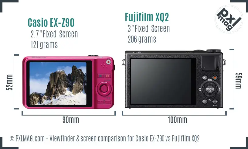 Casio EX-Z90 vs Fujifilm XQ2 Screen and Viewfinder comparison
