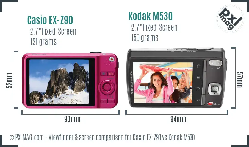 Casio EX-Z90 vs Kodak M530 Screen and Viewfinder comparison Casio EX-Z90 vs Kodak M530 Screen and Viewfinder comparison