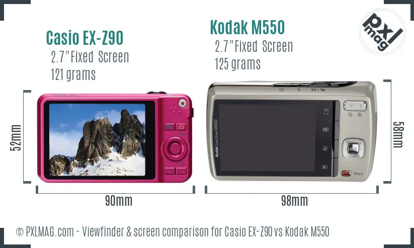 Casio EX-Z90 vs Kodak M550 Screen and Viewfinder comparison Casio EX-Z90 vs Kodak M550 Screen and Viewfinder comparison