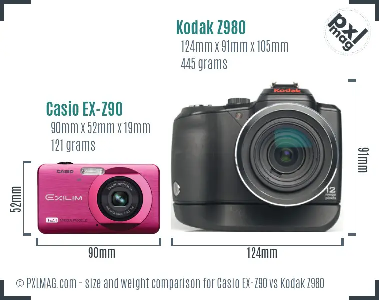 Casio EX-Z90 vs Kodak Z980 size comparison