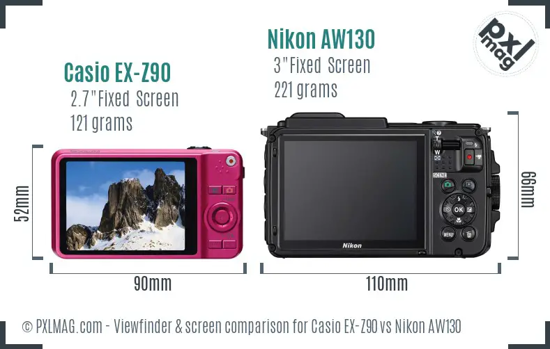 Casio EX-Z90 vs Nikon AW130 Screen and Viewfinder comparison Casio EX-Z90 vs Nikon AW130 Screen and Viewfinder comparison