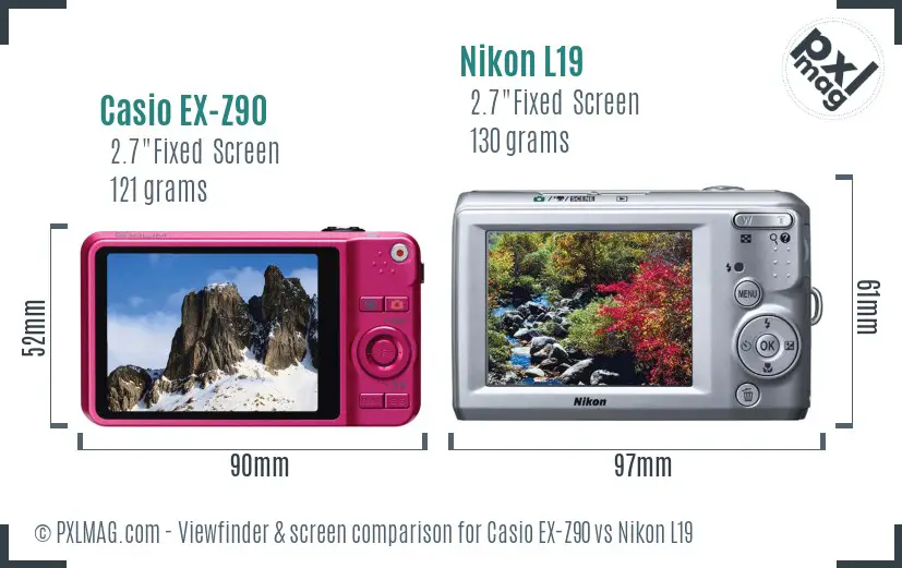 Casio EX-Z90 vs Nikon L19 Screen and Viewfinder comparison