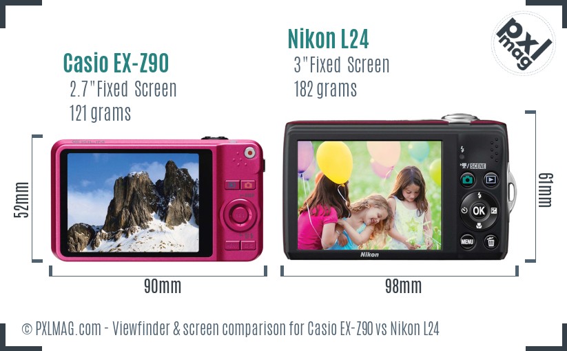 Casio EX-Z90 vs Nikon L24 Screen and Viewfinder comparison