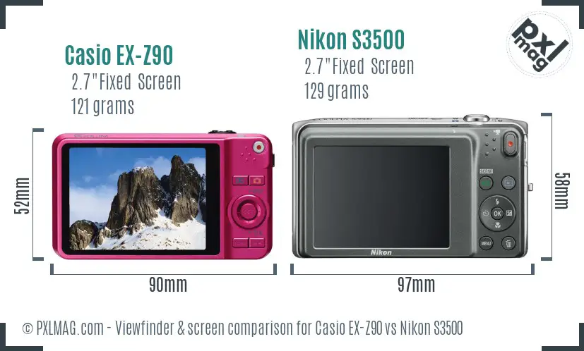 Casio EX-Z90 vs Nikon S3500 Screen and Viewfinder comparison