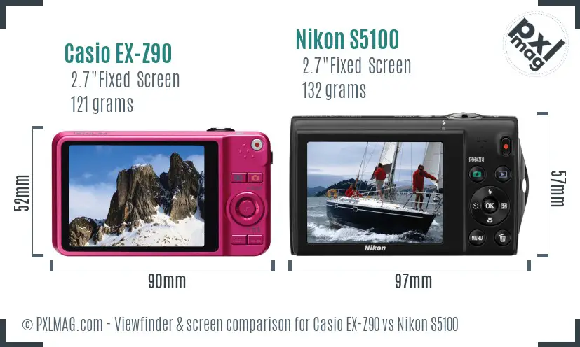 Casio EX-Z90 vs Nikon S5100 Screen and Viewfinder comparison Casio EX-Z90 vs Nikon S5100 Screen and Viewfinder comparison