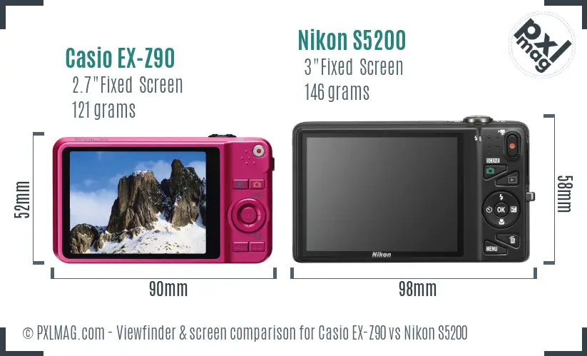 Casio EX-Z90 vs Nikon S5200 Screen and Viewfinder comparison Casio EX-Z90 vs Nikon S5200 Screen and Viewfinder comparison