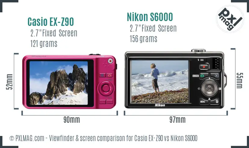 Casio EX-Z90 vs Nikon S6000 Screen and Viewfinder comparison
