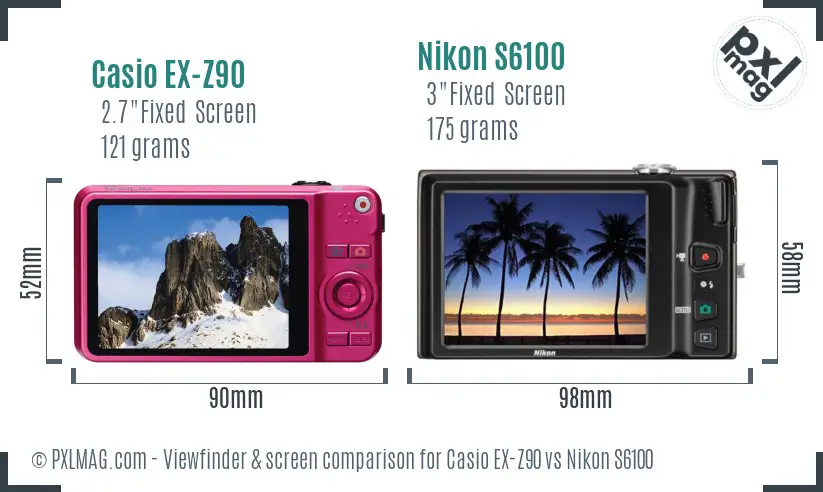 Casio EX-Z90 vs Nikon S6100 Screen and Viewfinder comparison Casio EX-Z90 vs Nikon S6100 Screen and Viewfinder comparison
