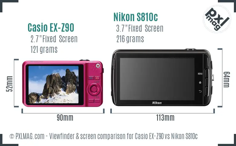 Casio EX-Z90 vs Nikon S810c Screen and Viewfinder comparison Casio EX-Z90 vs Nikon S810c Screen and Viewfinder comparison