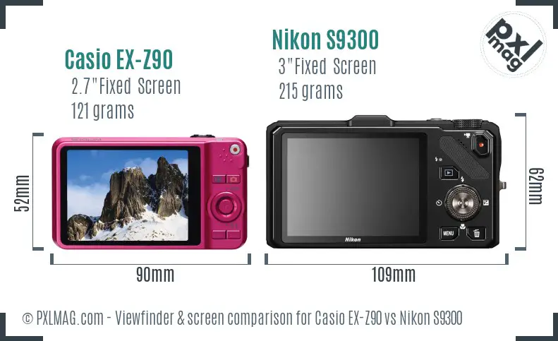 Casio EX-Z90 vs Nikon S9300 Screen and Viewfinder comparison Casio EX-Z90 vs Nikon S9300 Screen and Viewfinder comparison