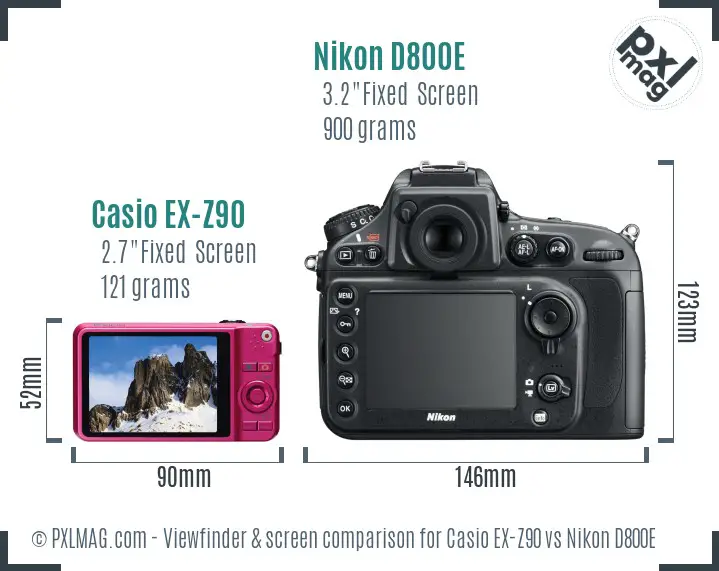 Casio EX-Z90 vs Nikon D800E Screen and Viewfinder comparison