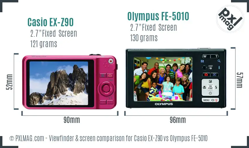 Casio EX-Z90 vs Olympus FE-5010 Screen and Viewfinder comparison Casio EX-Z90 vs Olympus FE-5010 Screen and Viewfinder comparison