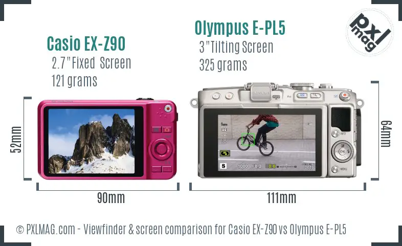 Casio EX-Z90 vs Olympus E-PL5 Screen and Viewfinder comparison